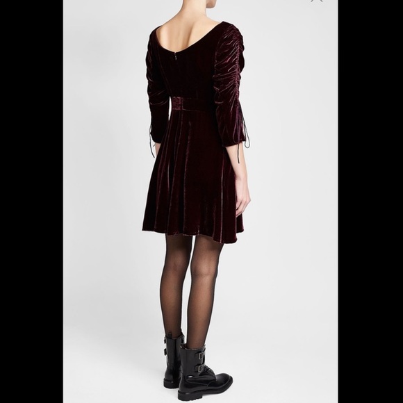 The Kooples Bliss Velvet Burgundy Dress Goth - Picture 3 of 5